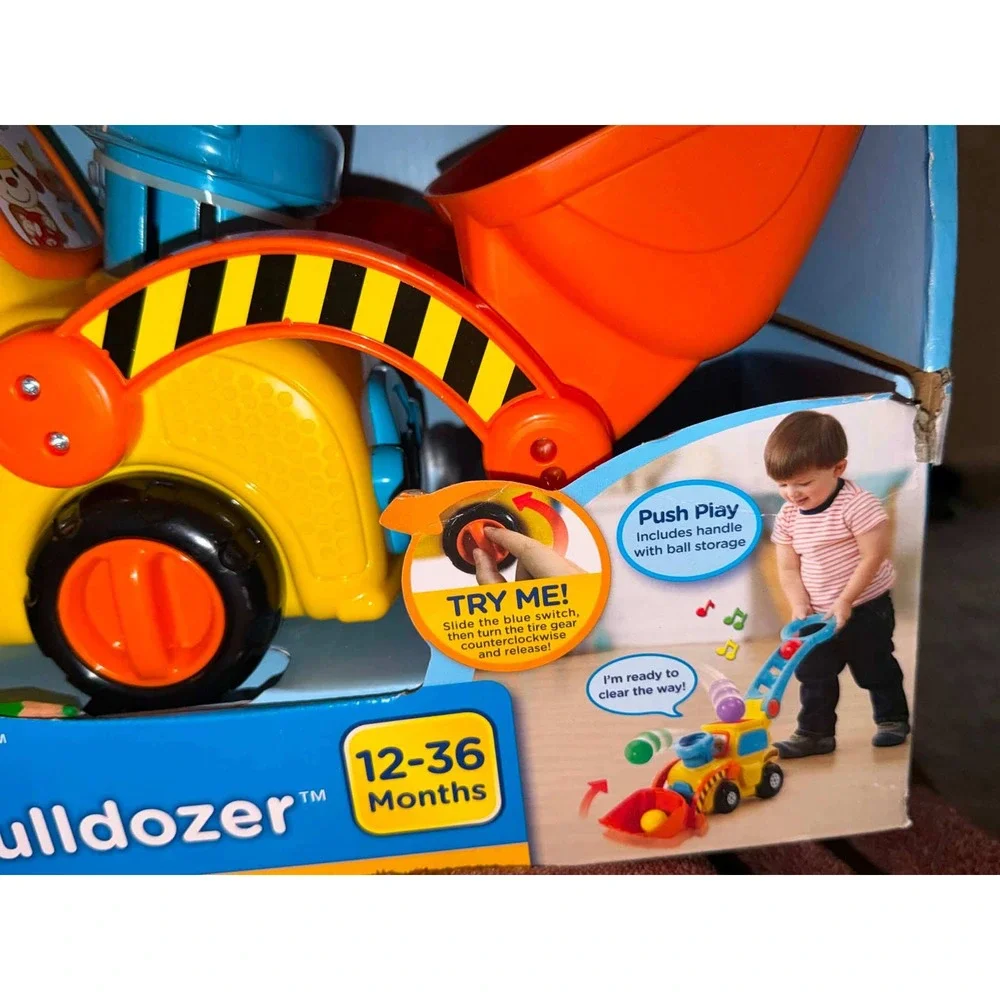 VTech Pop-a-Balls Push and Pop Bulldozer Toddler Learning Toy Yellow 12-36M